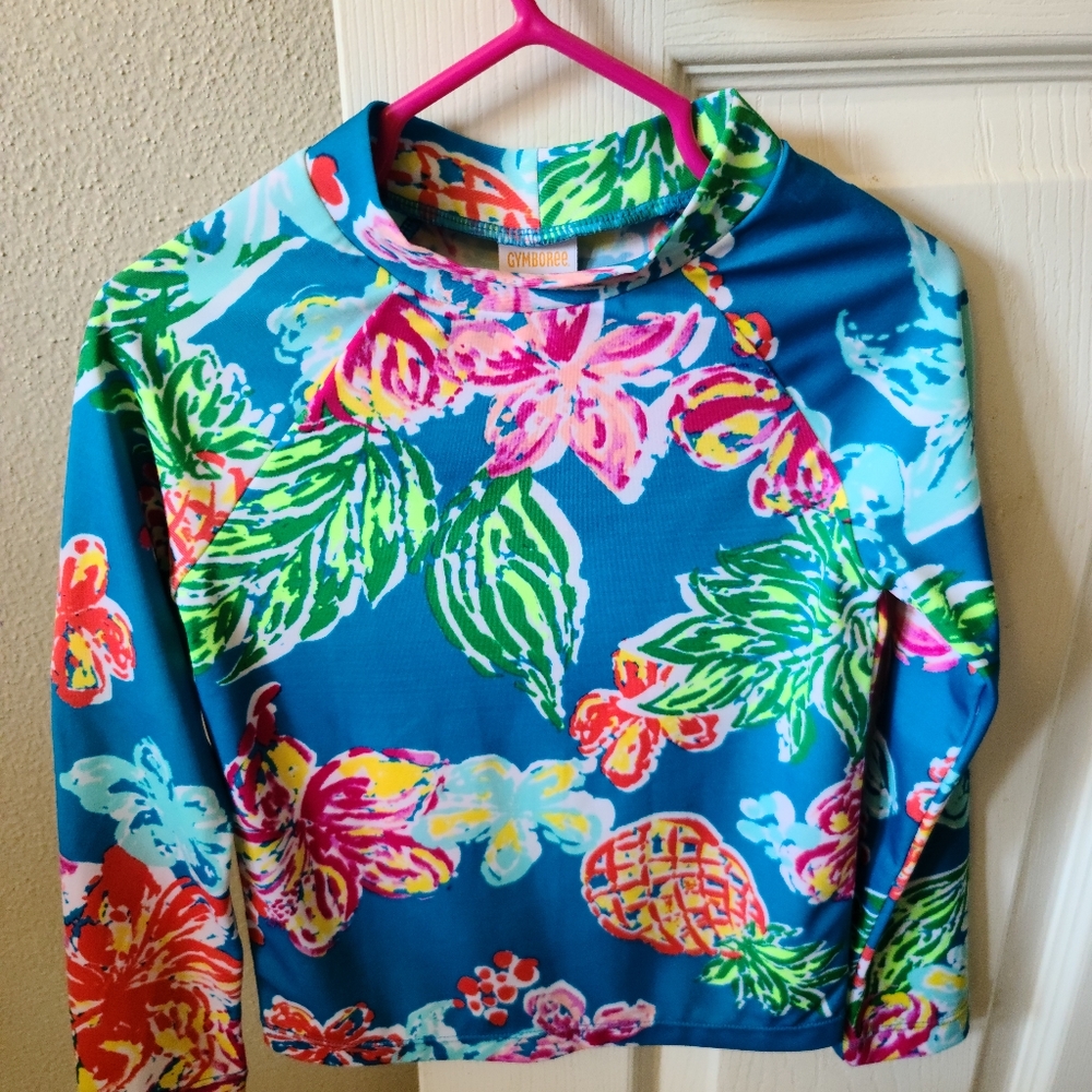 Gymboree Girls Swim Long Sleeve Top Only XS(4) Floral